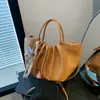 Bolso Cesta de Mano Plegado Estilo Coreano para Mujer Vintage Versátil Texturizado Piel Suave Bolso de Hombro Debajo del Brazo Bolso Cruzado Simple de Estilista