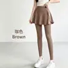 Pantalones de yoga finos estilo seda de hielo con falda, dos piezas falsas, anti-exposición, cintura alta, realce de glúteos, caída, pantalones de fitness ajustados para ejercicio de Pilates