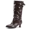 Botas de mujer antideslizantes con suela de goma y tacón medio para otoño e invierno, botas de media caña con punta redonda, botas Martin versátiles de color liso sin cordones con tacón grueso