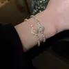 Pulsera Ajustable de Diamantes Completa, de Gama Alta y Ultra Brillante para Niñas, Lujo Ligero, Moderna, Versátil, Elegante, Joyería de Mano con Diseño de Nicho