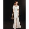 Vestido Branco de Noite, Luxo Acessível, Estilo Banquete de Nicho, Pode Ser Usado em Ocasiões Comuns, Vestido Branco Pequeno de Cauda de Peixe para Registro de Certificado