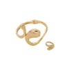 Set de Anillo y Pulsera de 2 Piezas, Moderno Estilo Ins con Textura Metálica, Diseño de Gota de Agua Abrazo, Diseño Exagerado, Accesorio Único para Fiesta