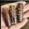 Cuentas Dzi Antiguas Naturales del Tíbet Cuentas Sueltas para Manualidades Accesorios Ágata Negra Cinabrio Cuentas Dzi de Nueve Ojos Pulsera Colgante Collar
