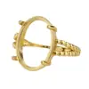 Anéis de Cobre Puro Banhados a Ouro para Homens e Mulheres, Estilo Vintage Simples e Elegante, Materiais Semi-Acabados de Âmbar Oval para Artesanato DIY
