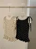 Wgwe9064 Guangzhou Shisanxing Moda Feminina Verão Novo Estampa de Bolinhas Alça de Amarrar Sem Mangas Blusa Regata Tendência