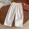 Calça Infantil 2026 Novo Estilo Calça Longa de Veludo para Bebê Calça Casual para Meninas Primavera e Outono Versátil Botão Calça Reta Tendência
