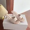Mules Quadradas de Cetim Estilo Francês para Mulheres, Novo Modelo Verão 2025, Design Elegante com Pétalas e Strass, Adequadas para Combinar com Vestidos, Saltos Altos