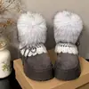 Botas de neve femininas 2026 novo estilo inverno, sola grossa, que aumentam a altura, peludas, com cadarços, forradas com fleece e espessadas para aquecimento, botas curtas