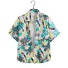 Camisa Floral Hawaiana de Manga Corta Unisex Camisa de Playa con Mangas de Tres Cuartos Talla Grande Atuendo de Pareja para Vacaciones en la Playa Camisa Floral