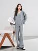 Conjunto de Punto Casual Sencillo Japonés y Coreano para Mujer Moda Otoño e Invierno 2025 Suéter Holgado Color Sólido Cuello en V Conjunto de Dos Piezas