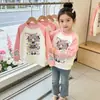 Sudadera Morada de Manga Larga con Bloques de Color Patchwork para Niña Otoño Invierno Bebé Niña Dibujos Animados Lolita Estampado Lindo Superior