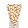 Pajita de Papel Rayada Bronce Desechable Biodegradable Papel de Grado Alimenticio Pajita para Postres Fiesta Pajita Decorativa