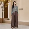 Calça pantalona com forro de fleece roxo para mulheres, outono e inverno, solta e casual, emagrece para baixinhas, calça cenoura casual com forro de fleece