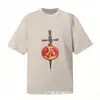 Comércio Exterior Transfronteiriço Em Estoque Derreter Conector Estilo Americano Marca Tendência High Street Retro Estampa Líquida Camiseta Casual Solta de Manga Curta