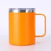Caneca Pintada à Mão Transfronteiriça de 12oz com Alça, Copo Térmico de Aço Inoxidável a Vácuo de Camada Dupla, Copo de Café Portátil para Carro ao Ar Livre