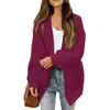 Outono/Inverno 2026 Amazon Comércio Exterior Feminino Manga Longa Manga Lanterna Cor Sólida Tricô Solto Cardigã Suéter de Tricô Grosso para Mulheres