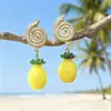 Aretes de Corazón de Tres Capas Rosa Barbie Súper Brillantes Estilo Océano Ins con Estrella de Mar y Concha de Acrílico Aretes del Día de San Valentín