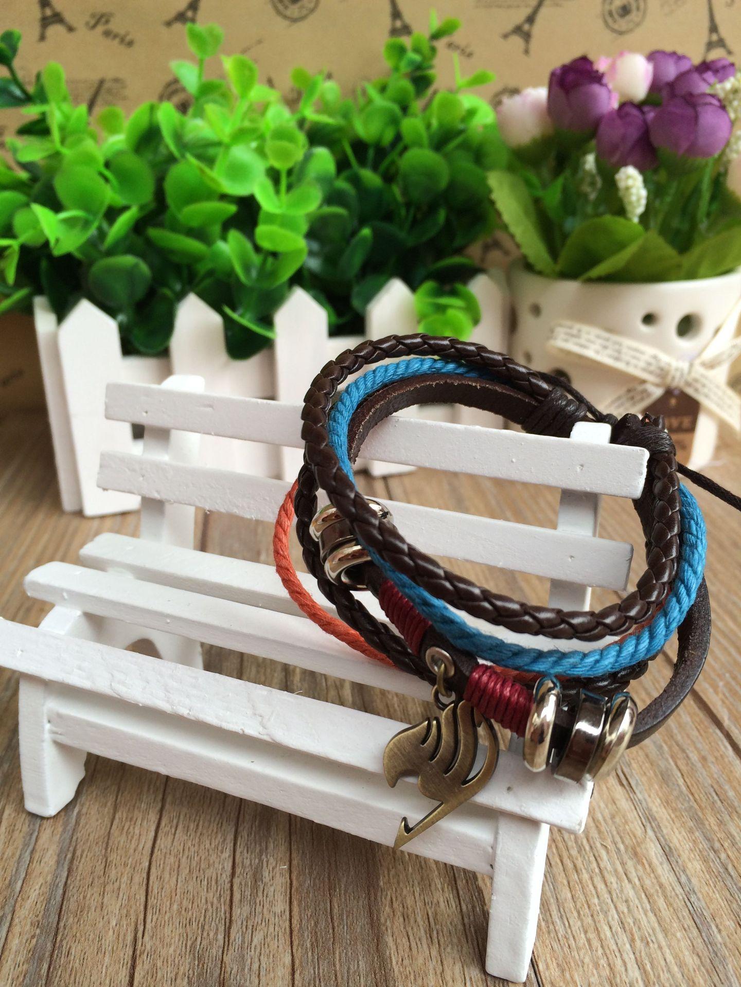 妖精尾巴标志真皮手链