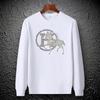Suéter de diamantes de imitación para trabajo pesado de marca de moda de estación europea para hombres, moda para jóvenes y de mediana edad, cuello redondo, camisa de manga larga, nuevo baño