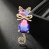 Moda Retro Popular Transfronteriza Broche Gatito Incrustado de Diamantes Pin de Nicho de Gama Alta para Mujer DIY Venta al por Mayor Corsage de Gama Alta