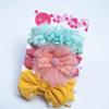 Novo Elástico de Cabelo Infantil Conjunto de Três Peças Faixa de Cabeça Macia de Nylon para Bebê Conjunto de Três Peças Acessório de Cabelo com Flor de Gaze para Bebê Menina Transfronteiriço
