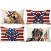 Almohada Lumbar Popular de Amazon para el Día de la Independencia Estampado de Estrellas y Rayas Material de Lino Almohada Decorativa para el Día de la Independencia de Estados Unidos