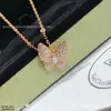 Collar Mariposa Full Diamond de Oro Blanco Oro Rosa Oro Turquesa Madreperla Blanca Zafiro Rosa Amarillo Cadena Clavícula Diamante
