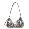 Bolso Plateado de Textura Única para Mujer, Nuevo Modelo de Verano 2026, Bolso de Media Luna Plegado de Alta Gama para Debajo del Brazo