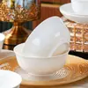 Juego completo de vajilla para el hogar, cuencos y platos de cerámica aptos para alimentos, cuencos de porcelana blanca, cuencos para arroz, envío transfronterizo, venta al por mayor, directo de fábrica