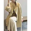 Gabardina retro de longitud media estilo francés para mujer, nueva colección primavera/otoño 2026, corte holgado, cintura ceñida, casual, cuello alto