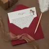Papel especial engrosado con patrón de tejido de lino, membretes triangulares estilo Western vintage, tarjetas de invitación y sobres artísticos escritos a mano - al por mayor
