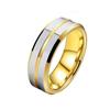 Anel masculino de aço inoxidável liso chanfrado duplo 8MM transfronteiriço, design de nicho de alto nível que não desbota, anel de aço titânio
