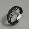 Pulsera de Cuero Tejido para Hombre de Venta Caliente Joyería de Mano Punk Calavera Europea y Americana Pulsera de Ancla Venta Directa de Fábrica