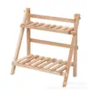 Estante de Almacenamiento de Escritorio de Madera Maciza de Doble Capa, Organizador de Dormitorio Estudiantil Estilo Ins, Soporte de Escritorio para Plantas Verdes y Suculentas