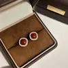 Brincos Vermelhos de Ano Novo com Pedras de Zircônia em Formato de Cubo de Açúcar para Mulheres, Luxo Leve, de Alta Qualidade, Únicos, Bonitos, Deslumbrantes e Elegantes
