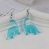 Pendientes populares de la serie de dinosaurios lindos transfronterizos AliExpress Amazon, coloridos, árbol, hoja de arce, verde, morado, gancho para la oreja, pasador para la oreja