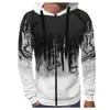 Camisa Informal con Cremallera y Estampado Salpicaduras para Hombre de Otoño e Invierno Sudadera con Capucha y Mangas Largas Chaqueta