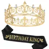 Corona Redonda de Cristal Transfronteriza Europea y Americana Tiara Príncipe de Graduación Cinta Corona Rey Reina Decoración de Fiesta