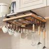 Estante de almacenamiento de cocina de pared sin taladro, soporte para tapas de ollas, estante para tablas de cortar debajo del gabinete, escurridor para tablas de cortar, estante de almacenamiento multifuncional