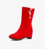 Nuevos de importación suministro Botas de media pantorrilla de terciopelo mate con tacón de cuña interior botas casuales talla 33-43 botas de talla grande