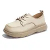 Sapatos de couro genuíno com sola de espuma, sapatos femininos retrô versáteis, sapatos brancos, mocassins femininos de sola grossa, sapatos confortáveis e que não cansam para mulheres