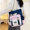 Linda bolsa de tutoría de dibujos animados para niñas de primaria, bolso de mano y bandolera de gran capacidad, bolsa impermeable y resistente al desgaste para libros de arte