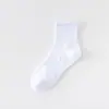 Calcetines de Algodón Puro para Hombre hasta la Mitad de la Pantorrilla Zhuji, Calcetines Deportivos Transpirables y Absorbentes del Sudor, Calcetines Cortos Negros y Blancos, Calcetines Elásticos de Canalé para Todas las Estaciones