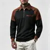 Colección otoño/invierno 2026 de Amazon: Camisa polo casual para hombre con diseño de bloques de color, cuello alto, cremallera y mangas largas de punto gofrado