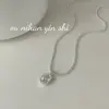 Collar Colgante de Plata de Ley S925 con Circonita Ovalada para Mujer, Cadena de Bolas Redondas de Lujo Ligero de Nicho, Cadena Versátil de Moda para Clavícula