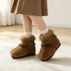 Botines cortos de suela plana para mujer, forrados de felpa, estilo 2026, botas de algodón esponjoso, engrosados, versátiles, nuevas botas de nieve de invierno, de corte bajo