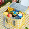 Caja Térmica, Bolsa de Picnic de Gran Capacidad, Cesta de Picnic Portátil Gruesa con Película de Aluminio para Exteriores, Cesta de Picnic para Acampar, Plegable
