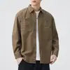 Roupas Masculinas Fengshe / Nova Primavera e Outono Japonês Retrô Masculino Solto Manga Longa Algodão Jaqueta Camisa Workwear Americana