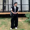 Colete Resistente Multibolsos Estilo Americano Moderno Retrô com Lapelas Largas, Conjunto de Roupa Casual Workwear, 2026