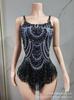 Vestido Longo Azul com Bola de Franjas para Show da Taylor Swift Roupa para Festival de Música Roupa para Festival de Música